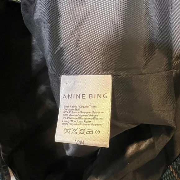 Anine Bing Madeline Blazer In Green Plaid Size Medium - Picture 8 of 10